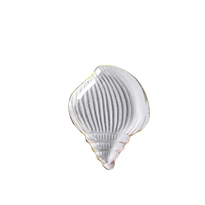 Ocean Glass Meal Plate Irregular Dessert Salad Dried Fruit Snack Decoration Sea Snail Sea Star Shell