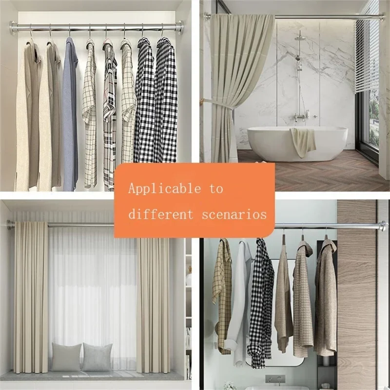 Extendable Telescopic Curtain Rod Rail Wardrobe Closet Clothes Towel Hanging Pole Bathroom Shower Clothes Hanger Towel Bar