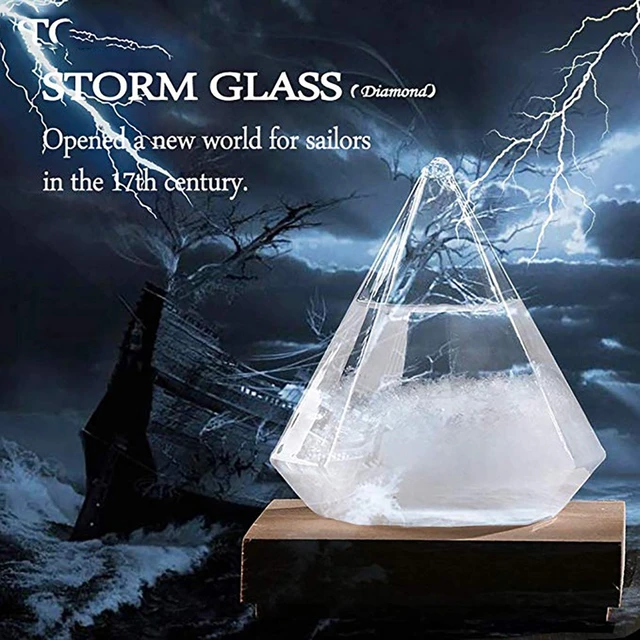 Tempête-verre prévision météo, avec Base en bois, bouteille météo, bureau,  décoration de table, vente en gros - AliExpress
