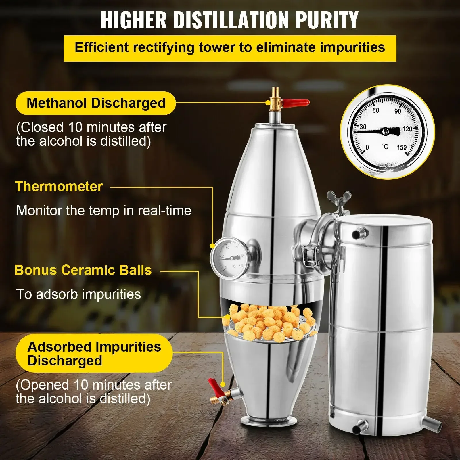 VEVOR 20L 30L 50L 70L Alcohol Distiller Machine Beer Brewing Equipment DIY Wine Moonshine Apparatus Dispenser Kit Home Appliance 4