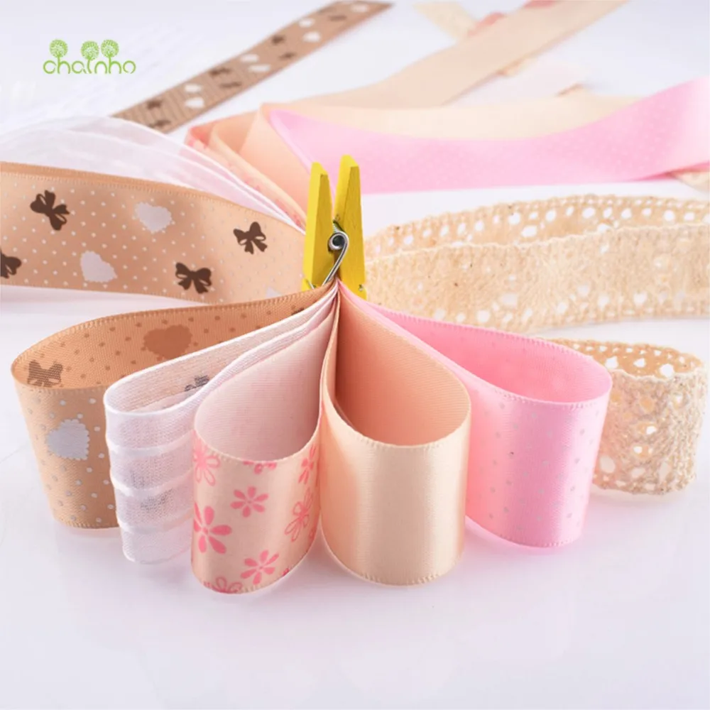 Chainho,Pink Ribbon Set,DIY Handmade Hair Ornament Material,Mix 20 Designs,Gifts Crafts Packing Accessory,1 Yard Per Piece,RB36