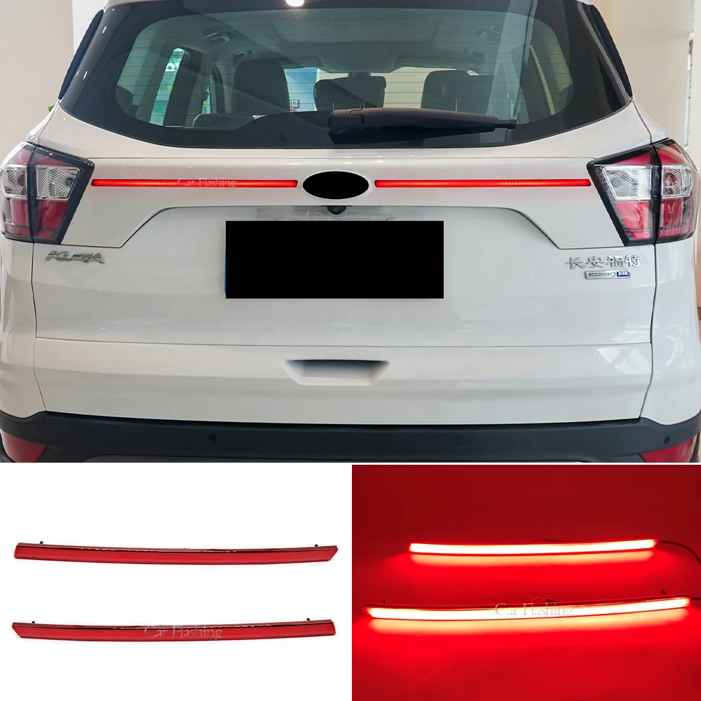 1 Set Rear Bumper Tail Light Red Led Reflector Brake Lamp Warning Turn