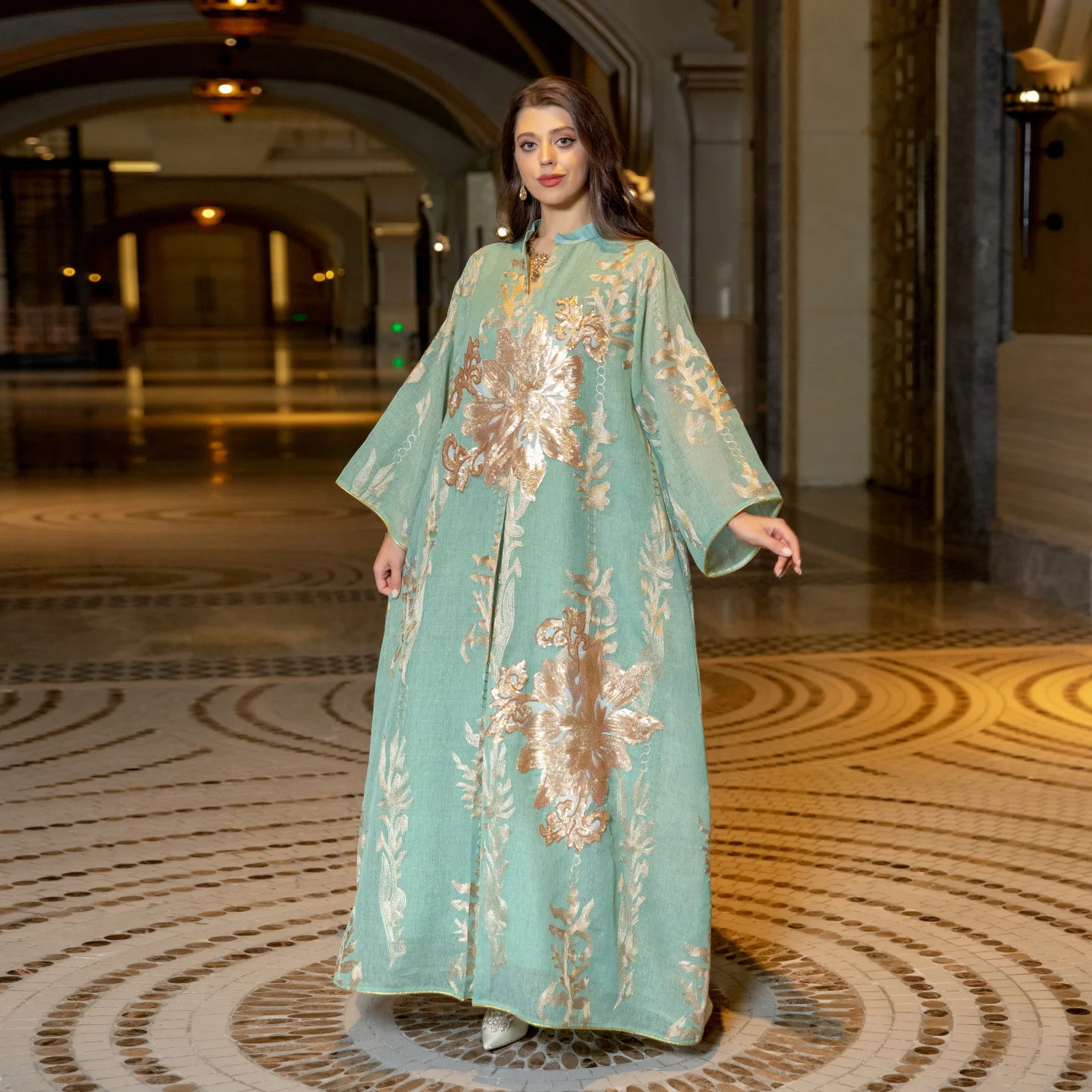Sequins Embroidered Abaya Dress For Women Moroccan Kaftan Turkey Arabic Jalabiya White Islamic Ethnic Robe 2023 Eid New