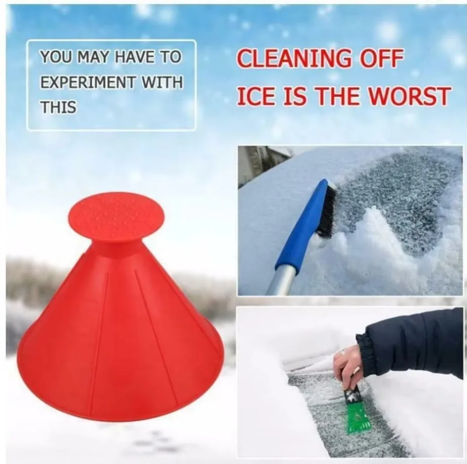 Magical Car Windshield Ice Snow Remover Scraper Tool Cone Shaped Round Funnel