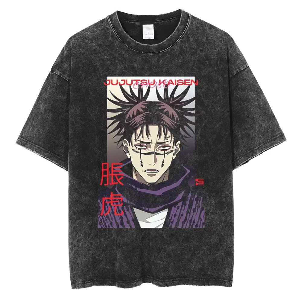 Fushiguro Toji Printed Washed Cotton Harajuku T-Shirt - Casual Unisex Anime Tee