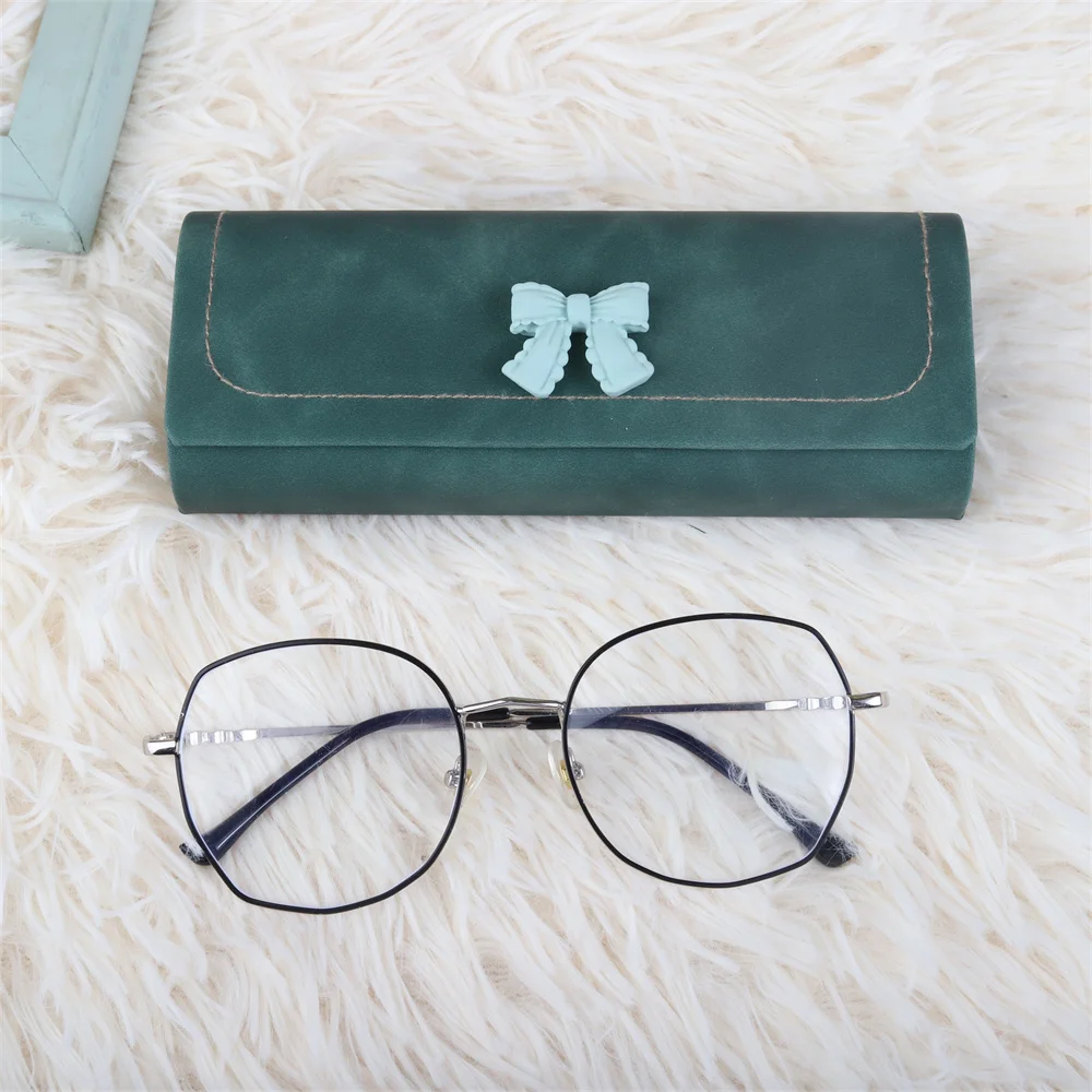 Cute Bow PU Leather Glasses Case Portable Men Women Sunglasses Myopia Presbyopia Storage Box Eyewear Eyeglasses Protector Holder