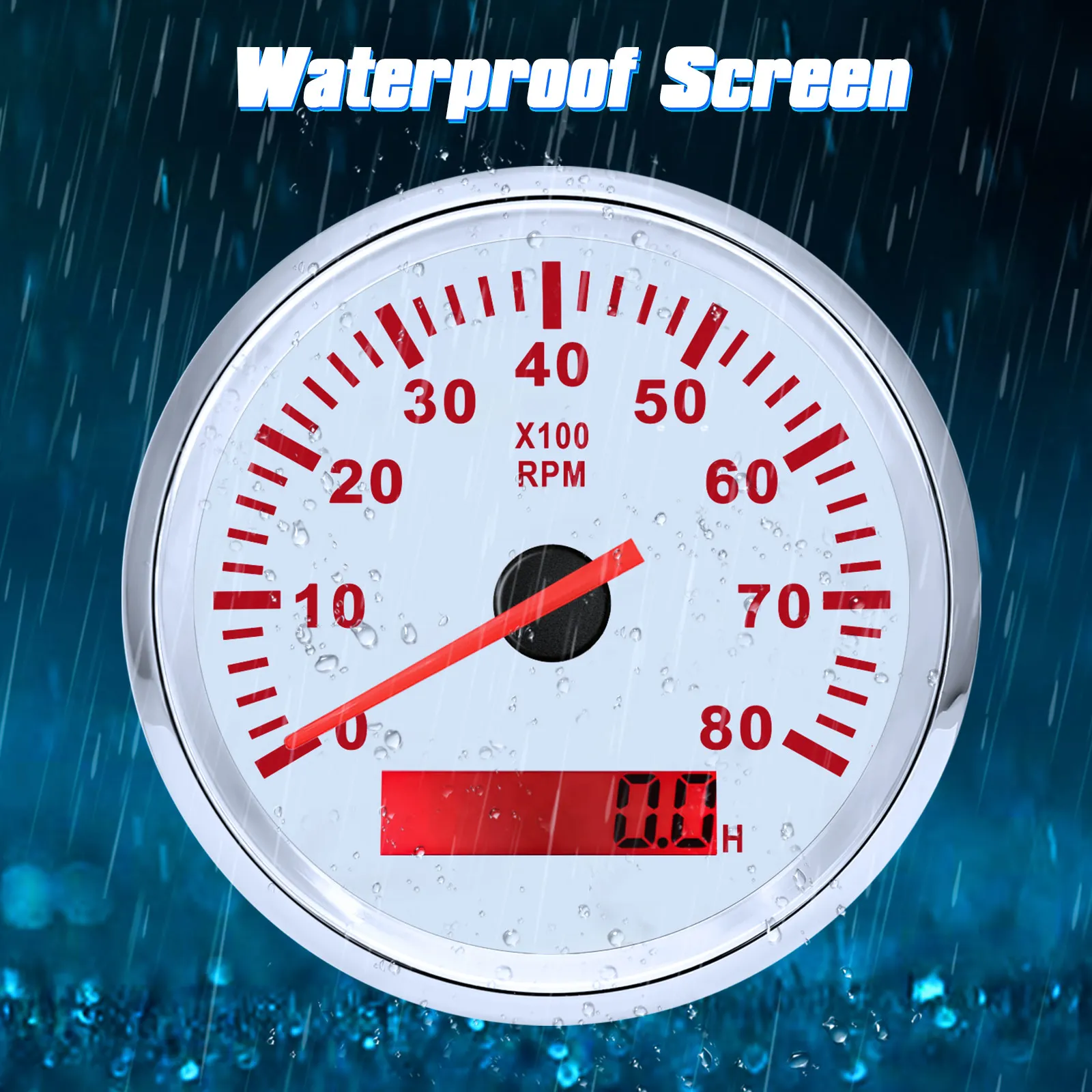 85mm Boat Tachometer 3000 4000 6000 8000 RPM With Hourmeter 12V/24V tachometer gauge engine tachometer tachometer meter engine hour meter