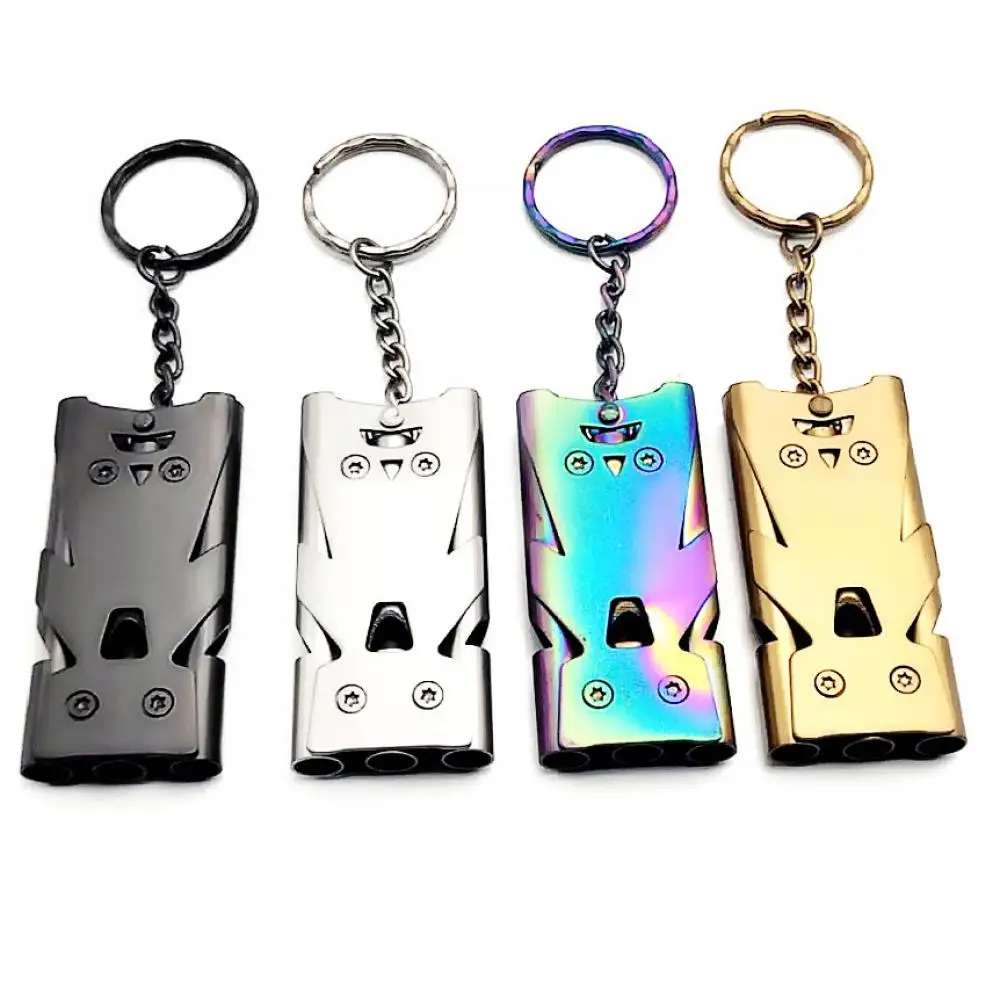Outdoor Survival Cheerleading Whistle Portable Triple Pipe 120db High Decibel Emergency SOS Whistle Keychain EDC Tool