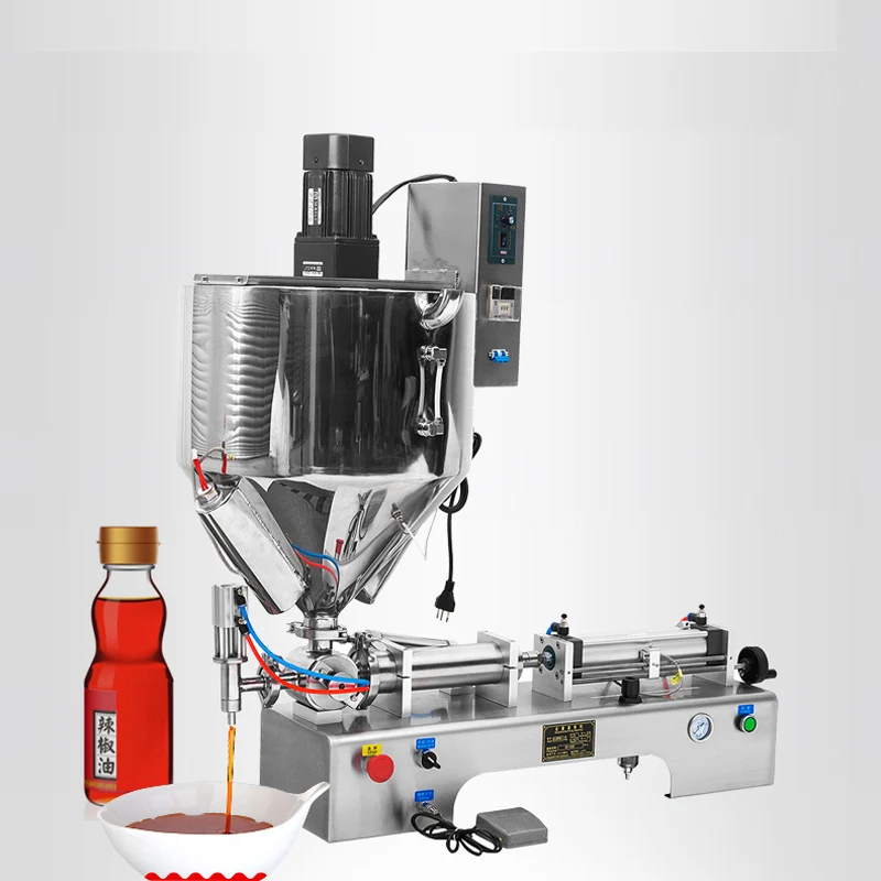 

Single Nozzle Paste Filling Machine Cream Salad Dressing Sesame Sauce Chili Sauce Electric Heating Stirring Type Filling Machine