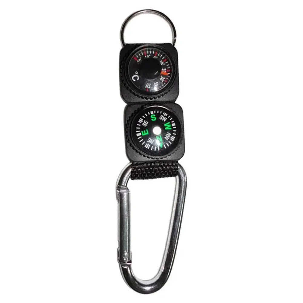 Description Picture 3 of item3 In 1 Multi-function Compass Thermometer Metal Carabiner Key Chain Camping Buckle Survival Tool Climbing Hiking Outdoor Gadget