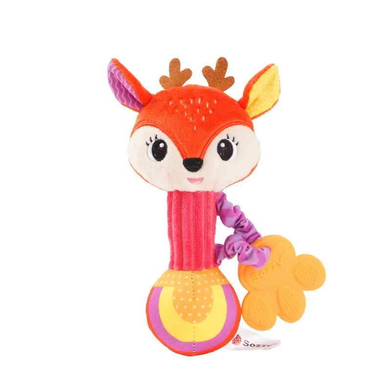 Baby Rattles Soft Stuffed Animal Rattle Hand Grip Baby Toys Shaker Crinkle Squea