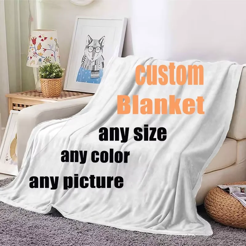 Boblkt Sofa New Customized Blanket Personalized Photo Wool Blanket Gift Customized Text Picture And Your Design