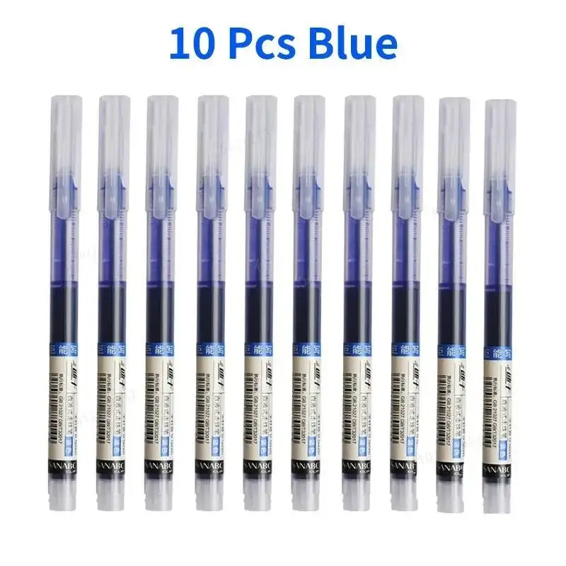 Vibrant 10-Color Gel Pen Set - Quick-Dry, Large Capacity 0.5mm for Writing & Office Supplies