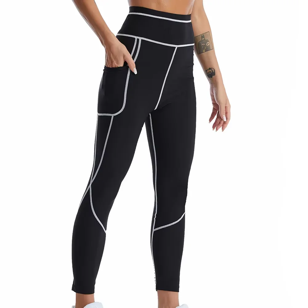 Sports Suit Women Exercise Sets Leggings Long Sleeves Sauna Effect Suits Compression Tops Coat Weight Loss Pants Fitness Workout Sets