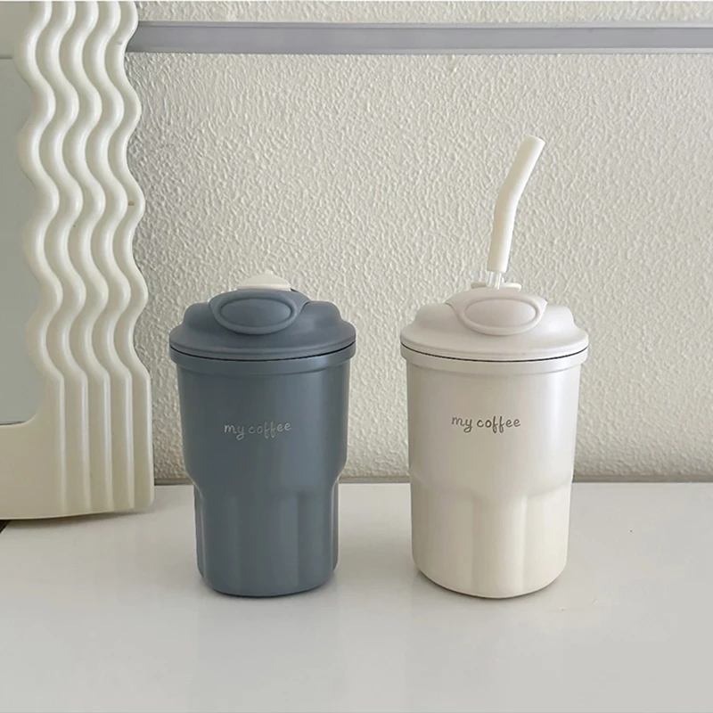 Cute Korean Coffee Cup Thermos With Straw Tumbler 450Ml 21 Cute Korean Coffee Cup Thermos With Straw Tumbler 450Ml