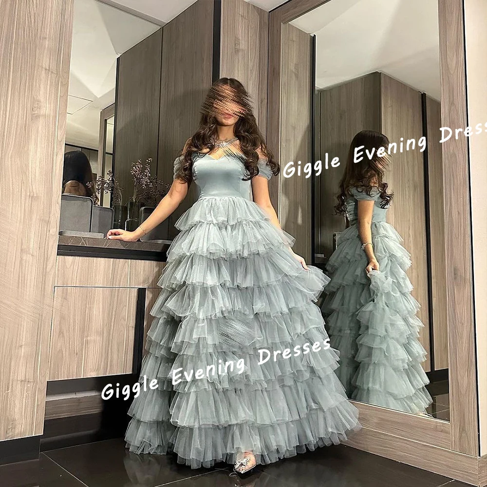 

Giggle Chiffon Tiered Muslin Strapless Prom Gown Fashion Saudi Arab Floor-Length Elegance Evening Party Dresses for Women 2024