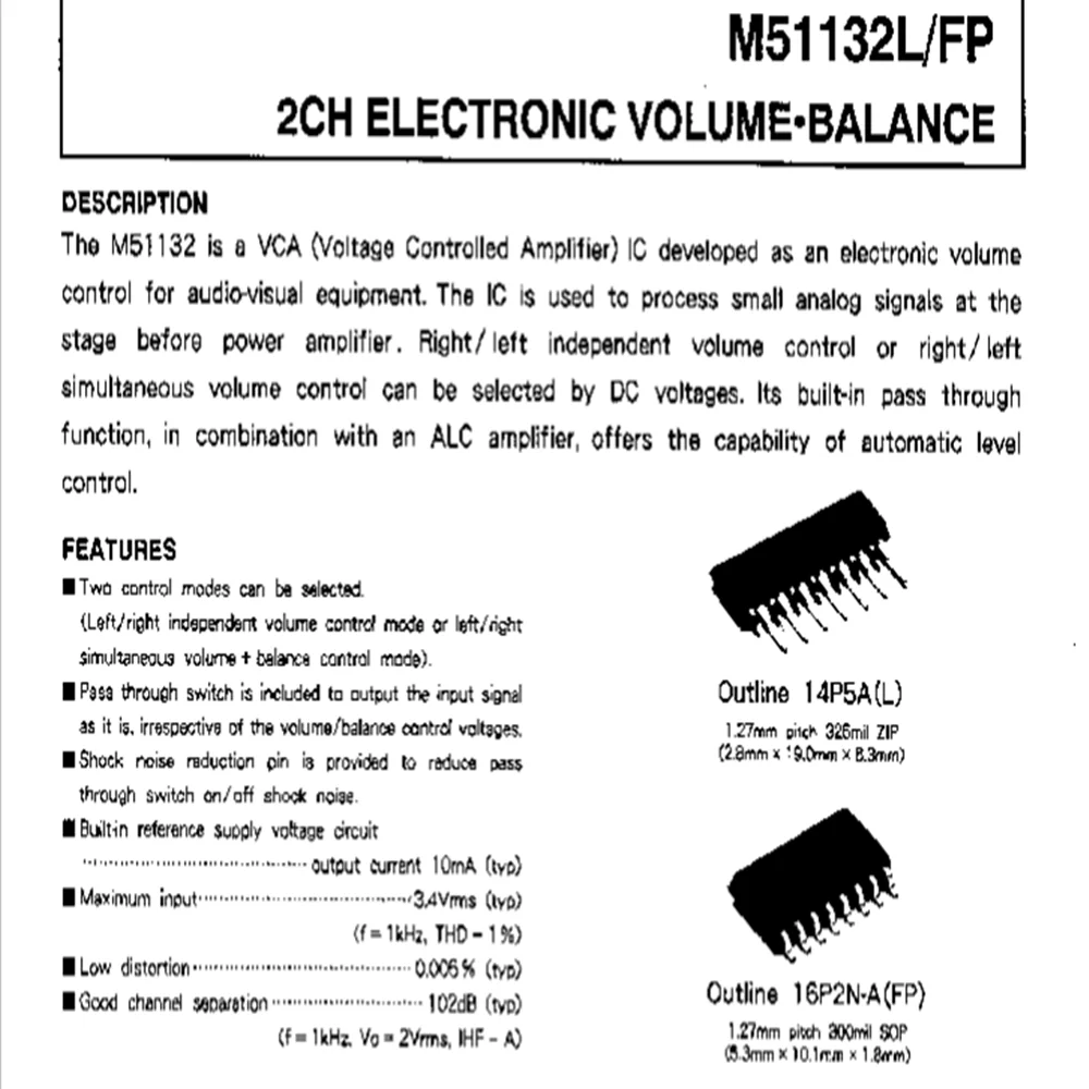 M51132L 5PCS New and Original ZIP-14 M51132 2ch Electronic Volume Balance