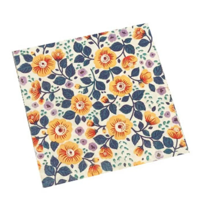 Paper Napkins Tissue Paper Decoration Colorful Printed Orange Flower 2 Layers 20pcs 33cm