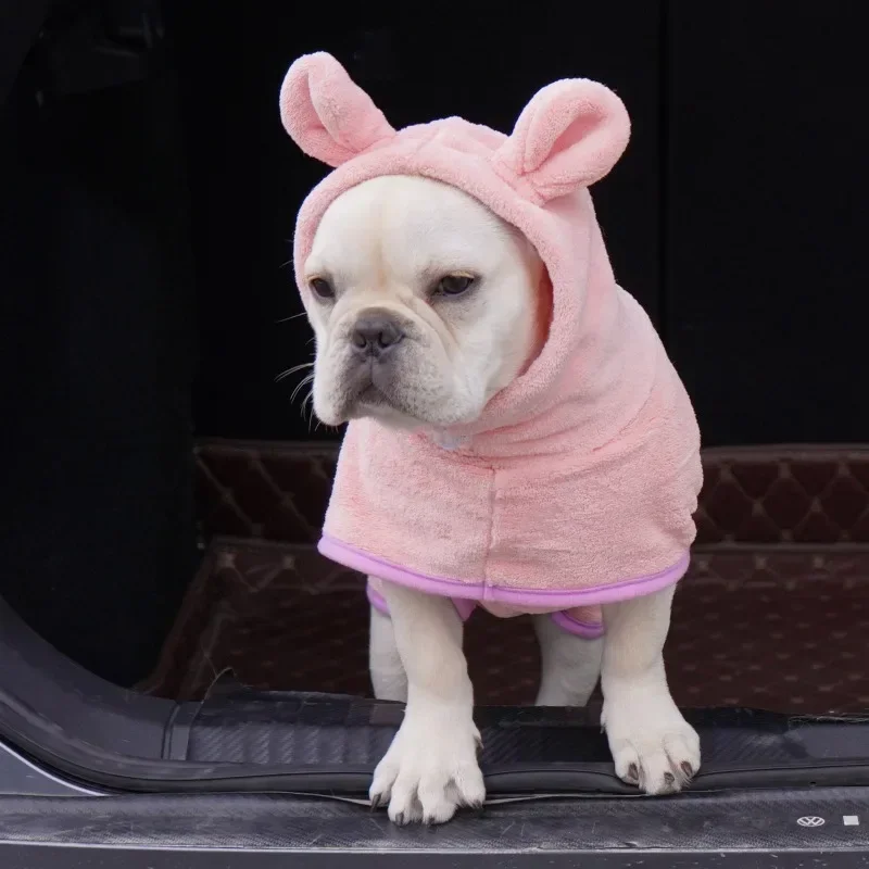 Bathrobe for Dogs Super Absorbent Fast Drying Hooded Cute Pet Bathrobe Towel for Cats Dogs Adjustable Microfiber Coat Corgi Pugs pet bath towel