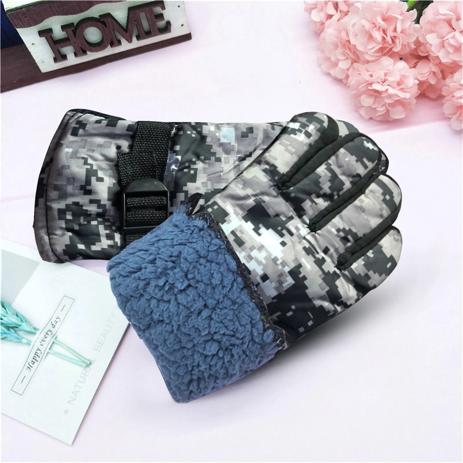 Kids Winter Warm Gloves Windproof Cold Weather Outdoor Sports Gloves For Boys Girls Fleece Snow Ski