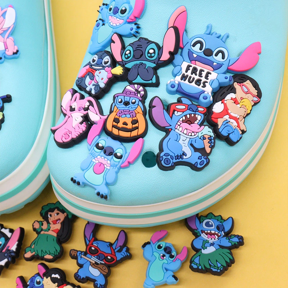 1-27Pcs Adorable Cartoon Lilo & Stitch Garden Shoe Buckle Charms Boys Girls Fashion Decorations DIY X-mas Gifts