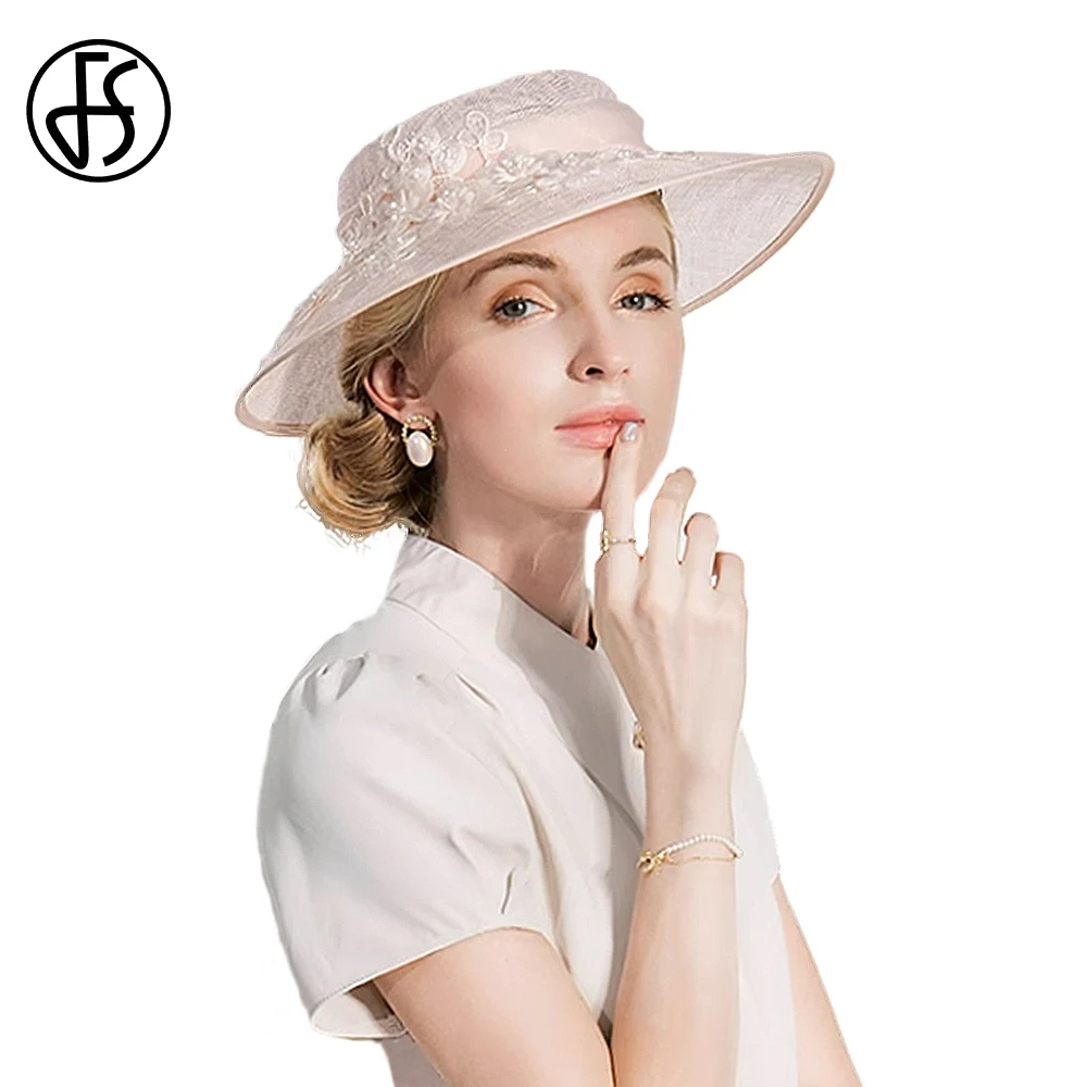 FSElegantPinkHatsForWomenFormalOccasionDerbyCapWithChic