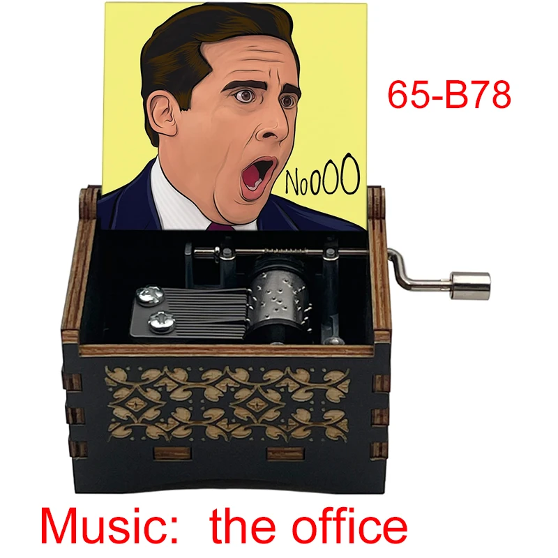 The Office Fun Dwight Jim Pam Figure Print Wooden Music Box Music Theme Musical Box Birthday Gift For Friends