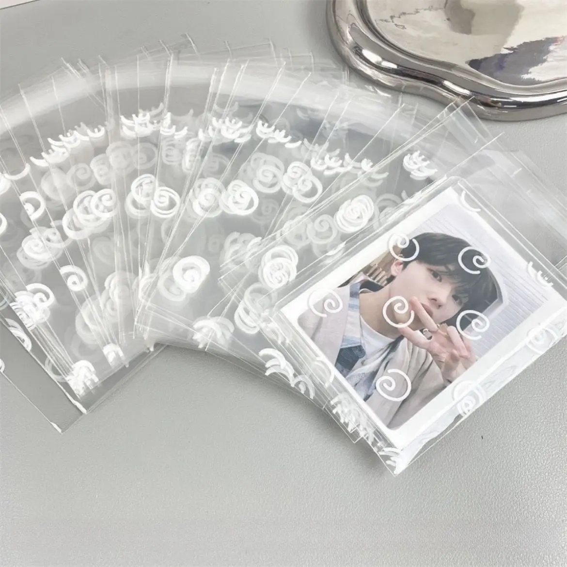 50Pcs INS Ballet Photocard Protector Cute Bowknot Print Self-adhesive Opp Bags Card Sleeve Gift Packaging Self Sealing Bag 4