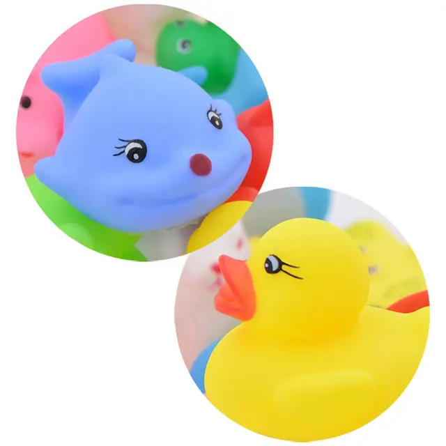 10 Pcs/Set Baby Cute Animals Bath Toy Swimming Water Toys Soft Rubber Float Squeeze Sound Kids Wash Play Funny Gift 5