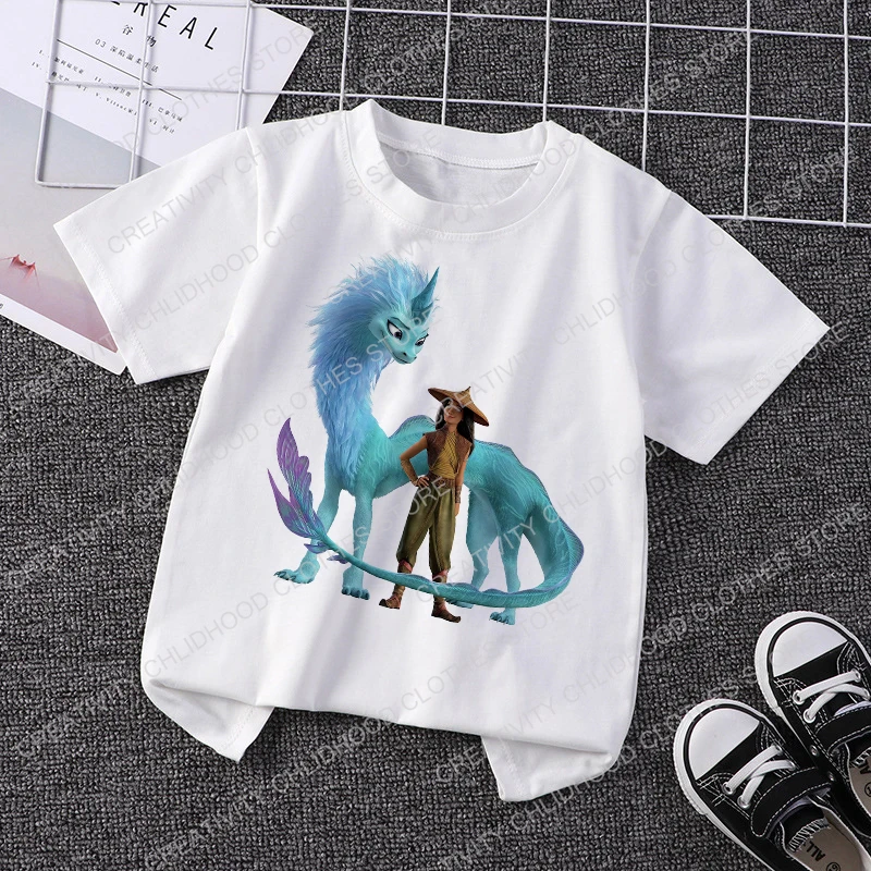Raya And The Last Dragon Children T Shirt Disney Kawaii Anime Cartoons Kid Boy Girl T-Shirt Abbigliamento Casual Tee Top Manica Corta