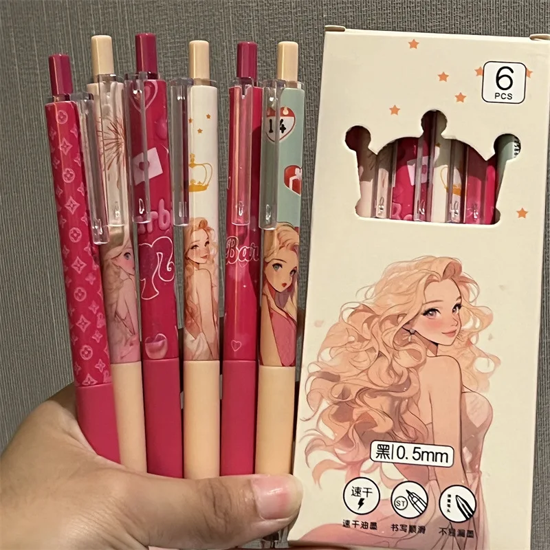 

6 шт. милые ручки серии принцесс гелевые ручки японские кавайные Канцтовары эстетические канцелярские принадлежности Набор ручек