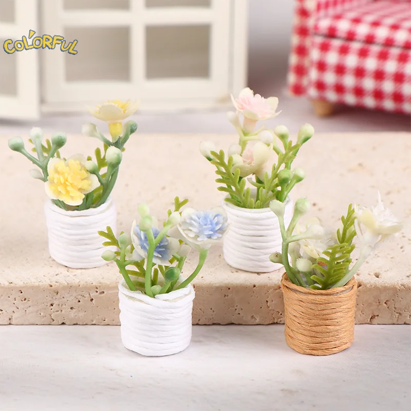 

1:12 Dollhouse Miniature Bouquet Potted Plant Flower Pot Bonsai Home Garden Model Decor Toy Doll House Accessories