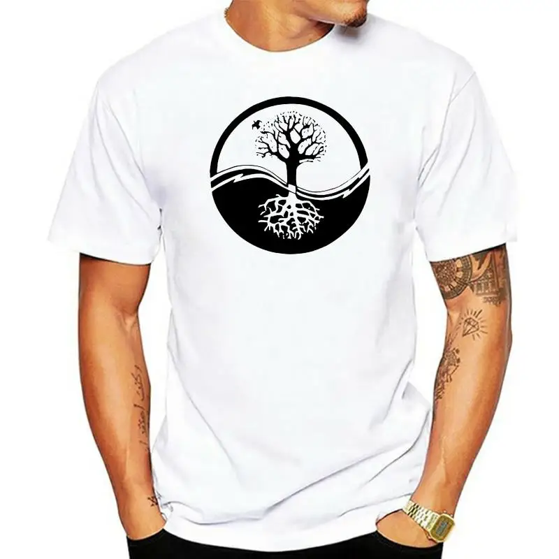 

YIN & YANG TREE OF LIFE T-SHIRT - Wicca Pagan Druid Taoism Zen Meditation denim clothes camisetat shirt