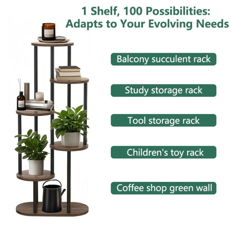 Plant Stand With Tiered Shelves - Indoor/Outdoor Display Rack For Garden, Patio & Home - Brushed Texture Multi-Functional Shelf - 5