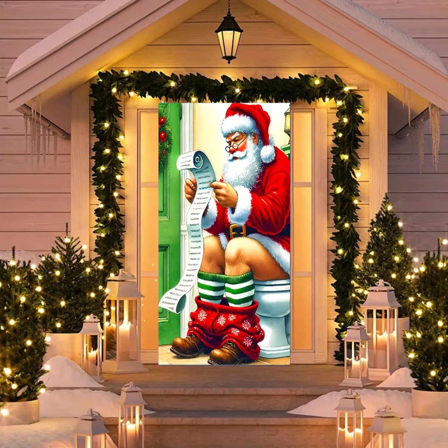 NIDONE Couverture De Porte De Noël 35x71 Pouces Décorations