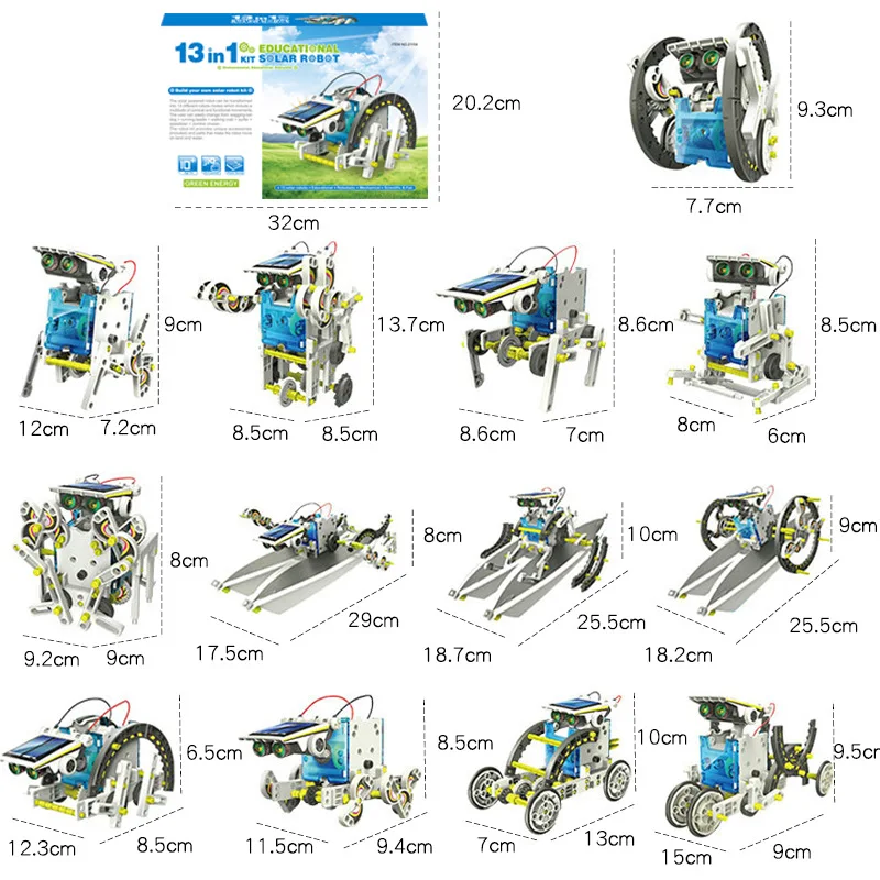 Solar Robot Kit Sparkling DIY Educational STEM Toys for 8-11 Year Old Boys Interactive 13 in 1 Gift Set