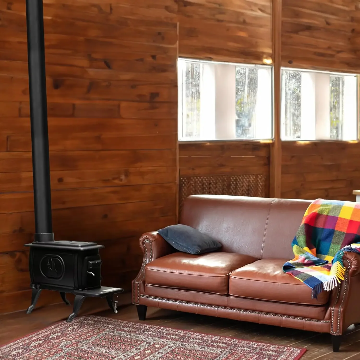 Stove Company Rustic 900 Square Foot Clean Cast Iron Log Burning Wood Stove Reaching Up 54000 BTUswith Cool Touch Safety Handle 5