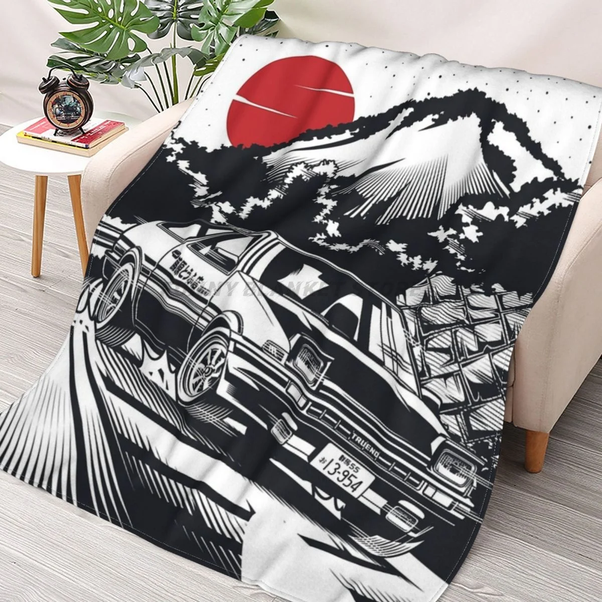 

Initial D Takumi Fujiwara Hachiroku Downhill Attack! AE86 Trueno Throws Blankets Collage Flannel Ultra-Soft Warm picnic blanket