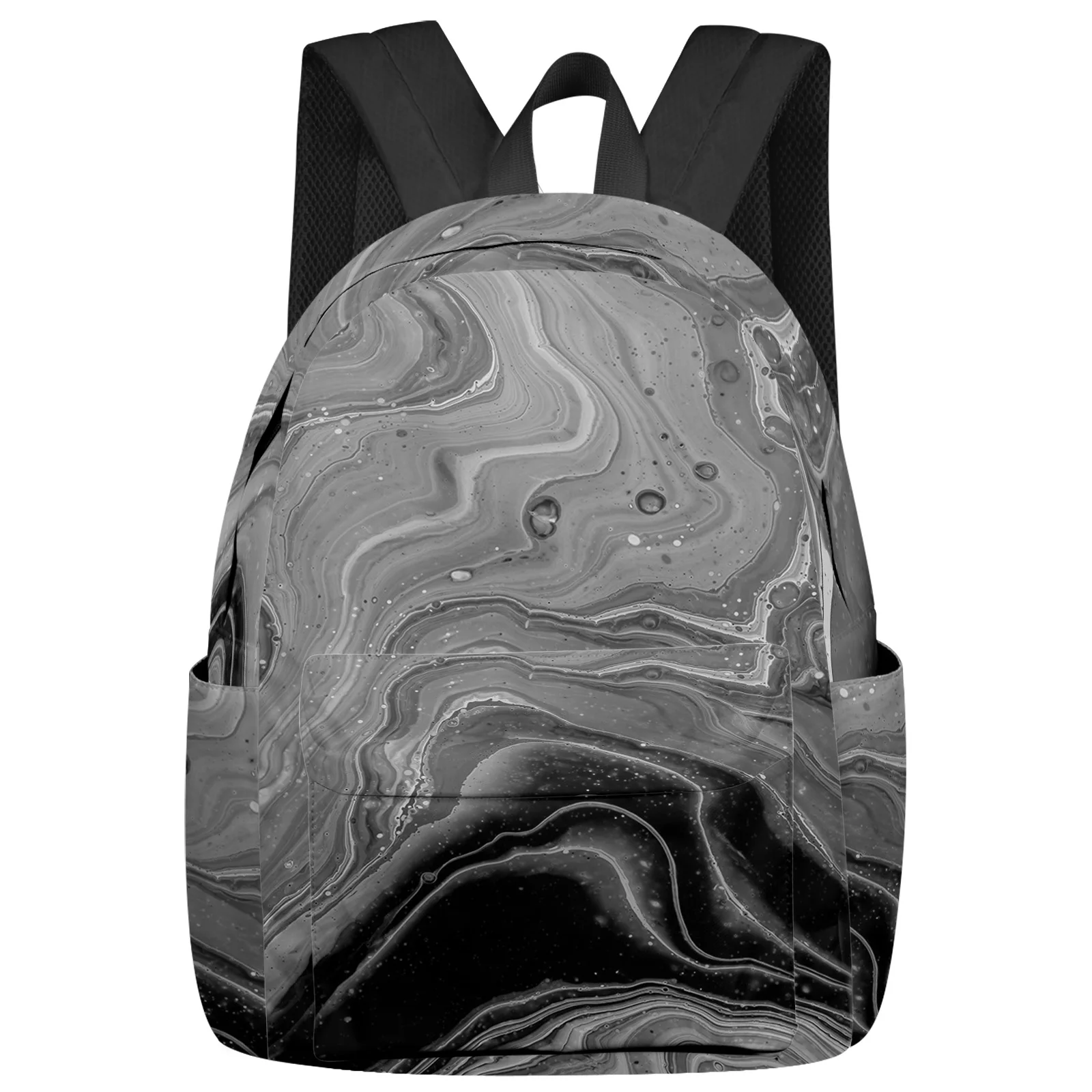 

Fluid Art Black White Backpack Men Women's Fashion Travel Backpack High Capacity Student School Bags