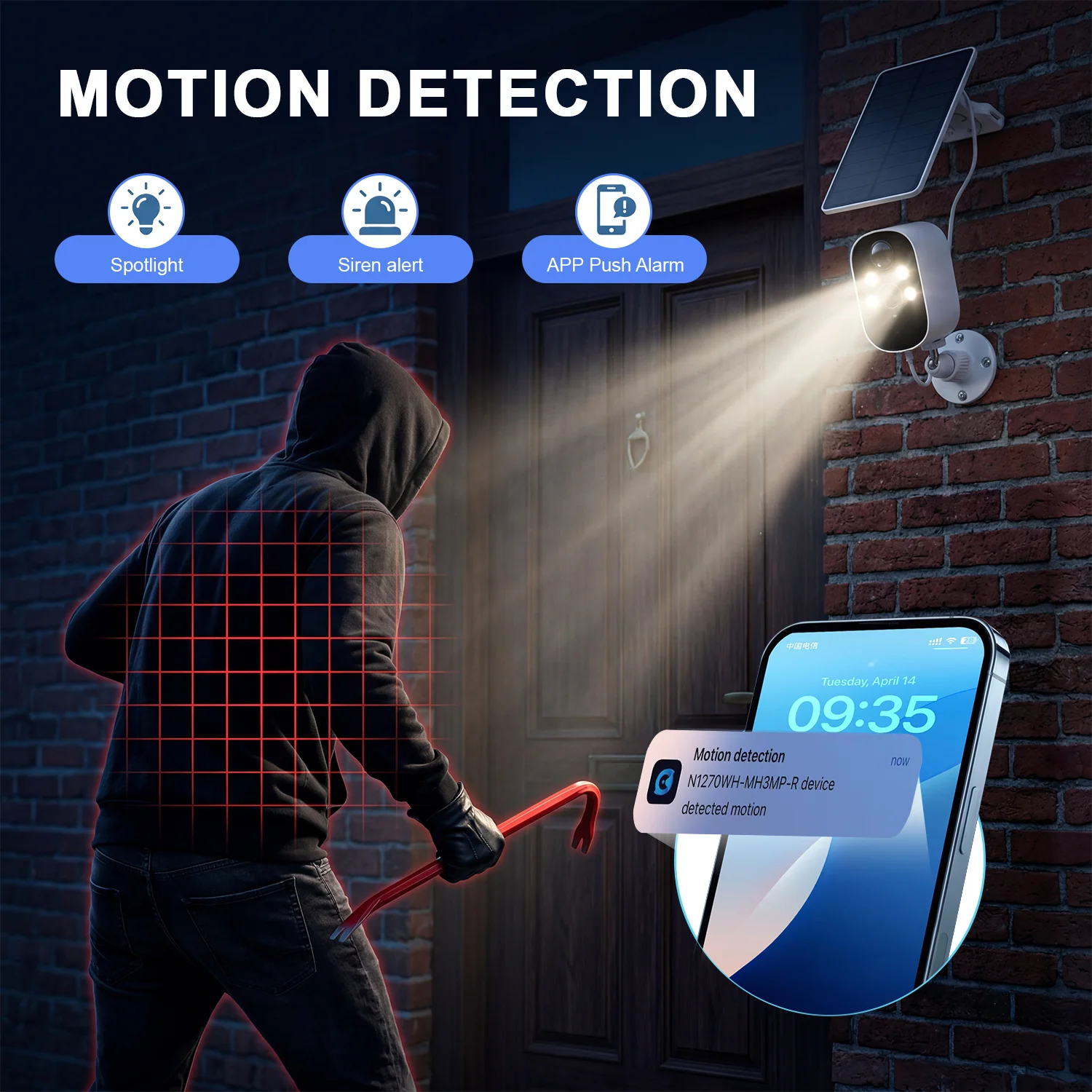 XVIM HD Solar Security Camera 2/4MP Outdoor Wireless 2.4G WIFI Camera Battery Camera Floodlight Color Night Vision Monitor CCTV 6