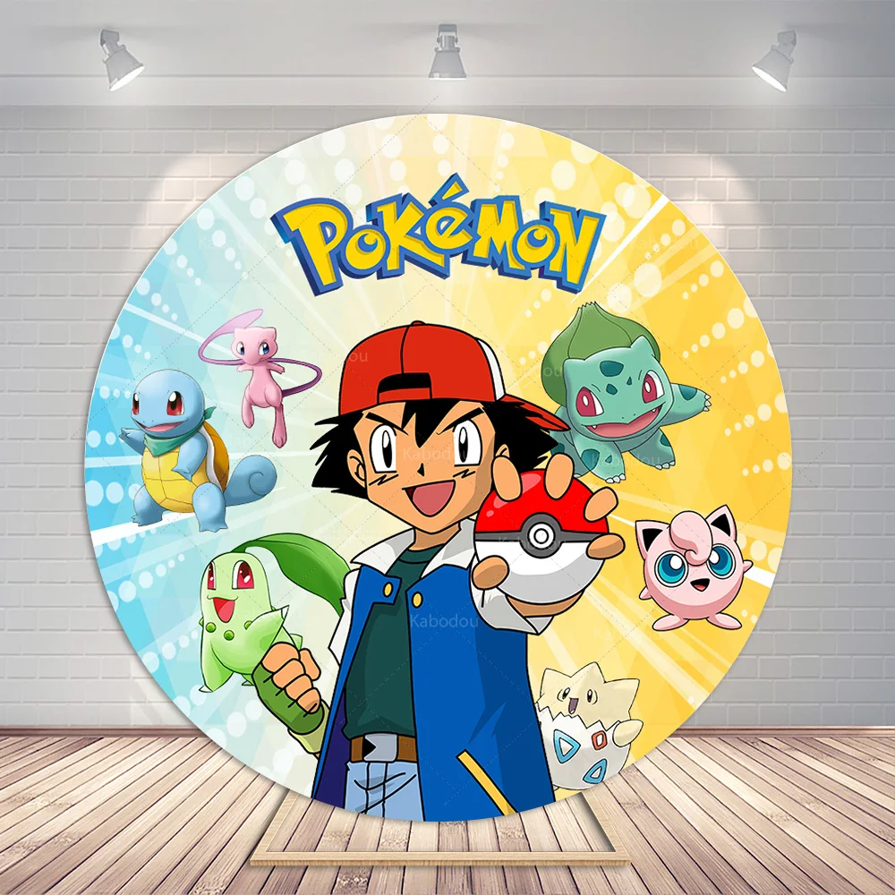 Fundo de Festa Pokémon Infantil, Cenários de Fotografia, Capas Redondas,  Cartaz Fotográfico, Banner para Meninos, Aniversário, Baby Shower,  Decoração de Eventos - AliExpress