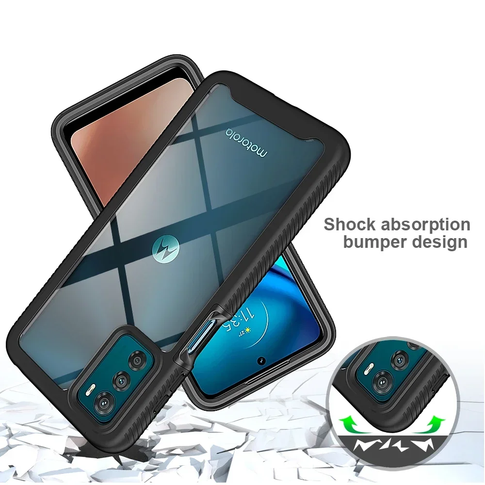 Hybrid Rugged Shockproof Transparent Phone Case with TPU Frame
