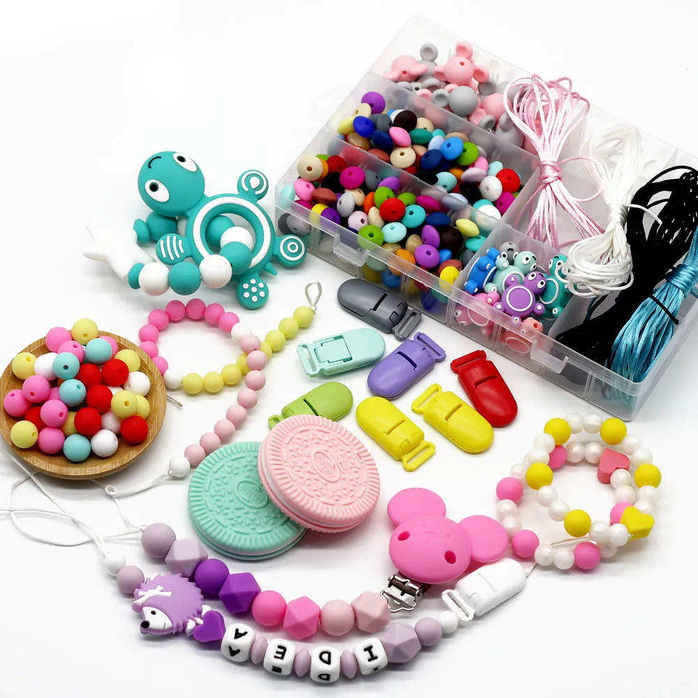 Cute-Idea 10PCs Star Silicone Beads Teether Pacifier Chain