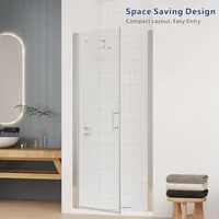 34 in.W X 72 in.H Shower Doors, SGCC Tempered Clear Glass, Reversible Installation, Chrome Finish, Hinged Pivot Shower Doors 2