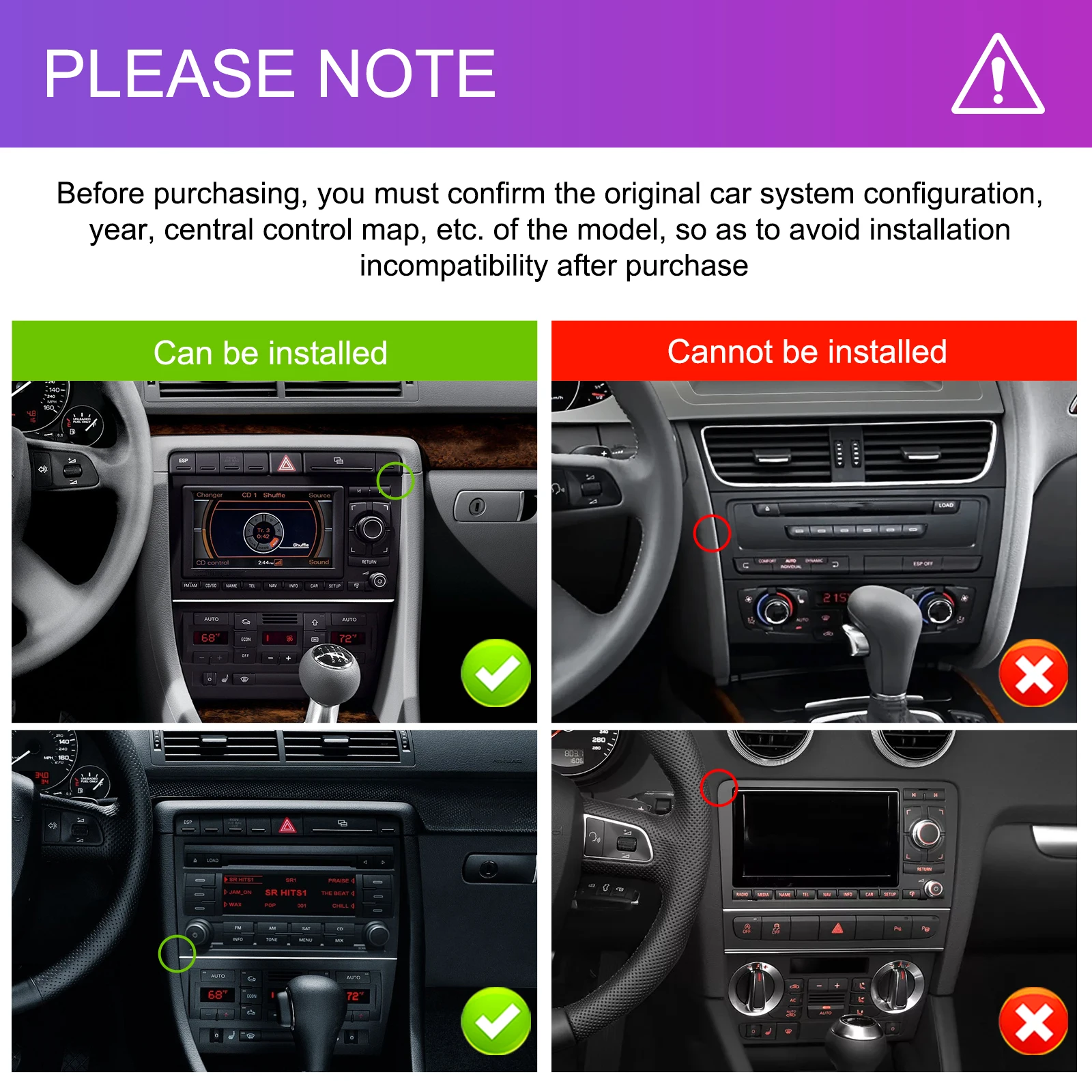 Reproductor de radio para coche Podofo de 7'' con Carplay inalámbrico para Audi A4 2002-2007 S4 RS4 B6 B8 B7, Android Auto, Wifi, GPS, FM, RDS, reproductor multimedia para coche 2