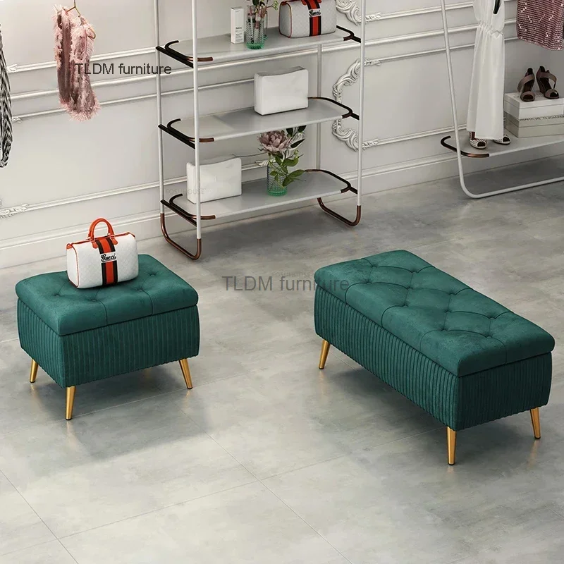 

Luxury Ottoman Stools Shoe Changing Ottomans Bedroom Bed End Sofa Home Door Bench Clothing Store Storage Ottoman