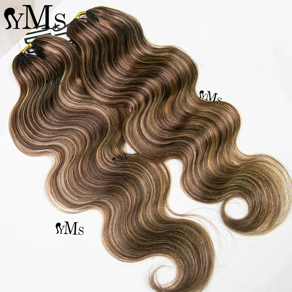 Lightweight Miracle Knots Crochet Human Hair YMS Light brown honey blonde Body Wave Crochet Human Hair For Braiding Full Head 3