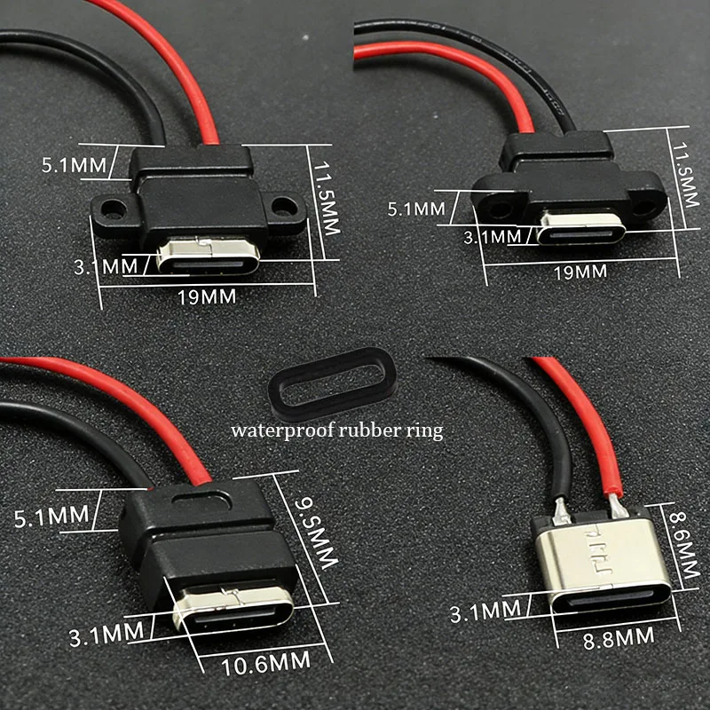 1/5/10PCSTypeC2PinWaterproofFemaleUSBCSocketWithScrewHoleFastChargeChargingInterfaceUSBConnectorwithcable-AliExpress