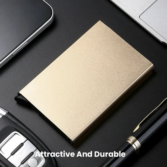 Personalized Custom Logo Name Men ID Credit Bank Card Holder Wallet Anti Rfid Smart Anti Rfid Blocking Magic Pop Up Card Holder 3