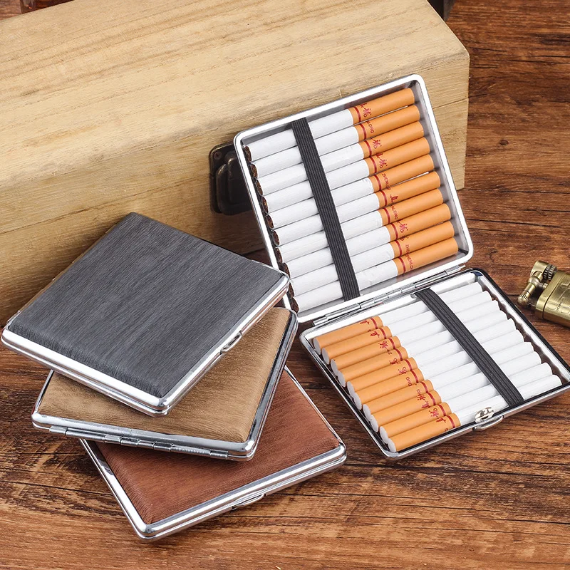 

20 Leather Cigarette Case Ultra-thin Portable Men's Cigarette Humidor Metal Cigarette Case